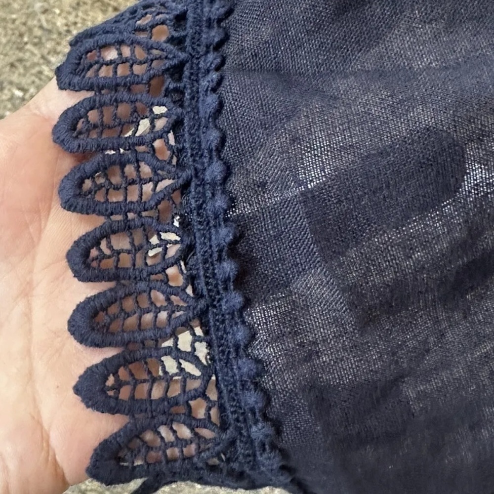 Bellambia Dress 100% Linen Navy Blue Crochet Trim Made In Italy Beach Bo… - Picture 5 of 7